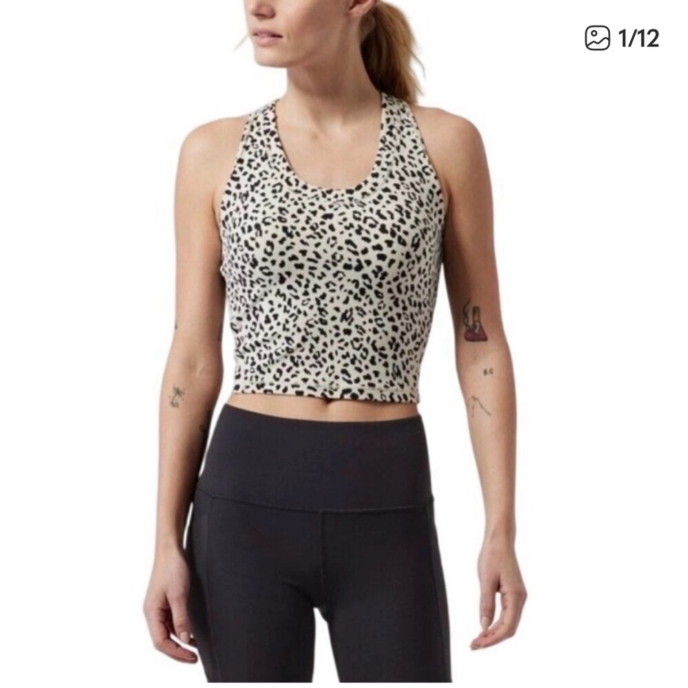 Athleta Shanti Crop Top, XS, Leopard Print